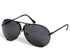 Ladies on trend black oversized aviator sunglasses 