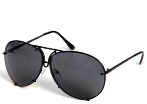 Ladies on trend black oversized aviator sunglasses 