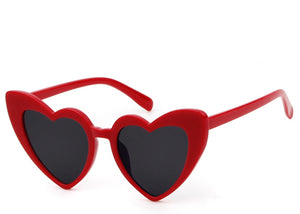 Women's on trend red heart shaped sunglasses