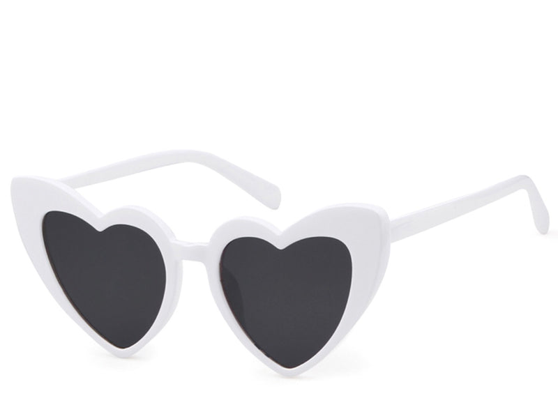 Women's on trend white heart shaped sunglasses