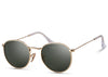 Women's small classic round black and gold aviator sunglasses