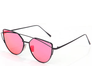 Ladies red mirrored on trend cat eye sunglasses