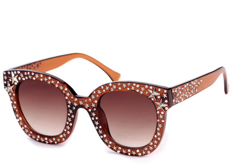 Women's stylish brown studded sunglasses