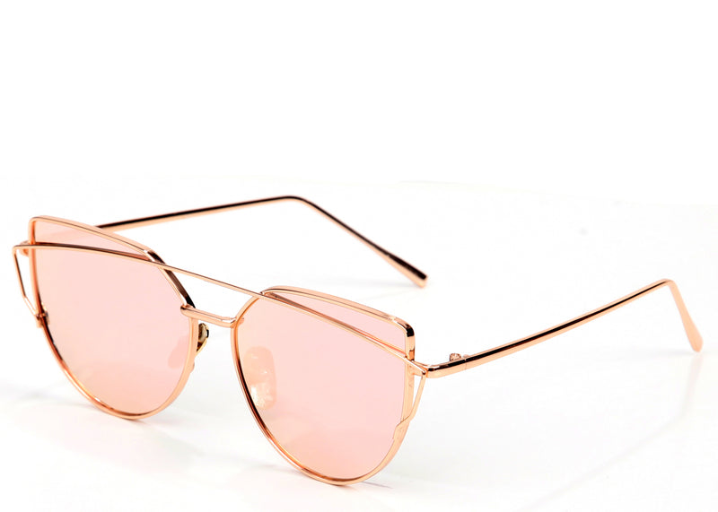 Women's trending rose gold mirrored cat eye sunglasses