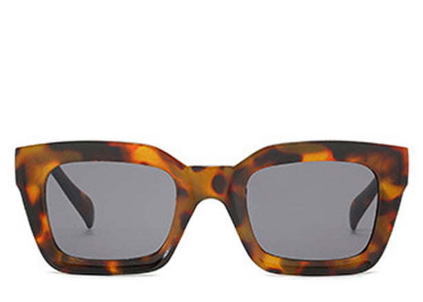 Women's tortoiseshell frame, black lens square chunky sunglasses