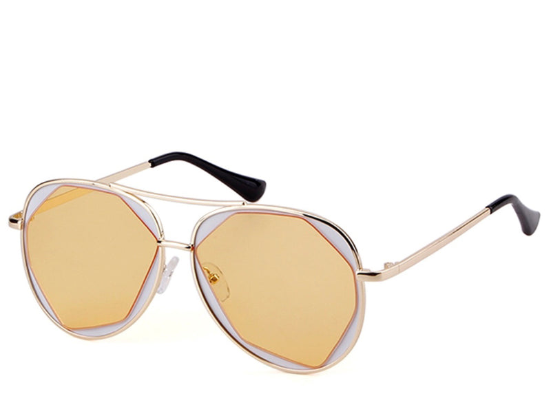 Women's retro yellow tinted aviator sunglasses