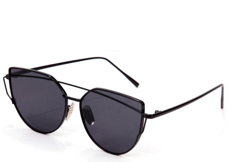 Women's stylish cat eye sunglasses with black frame and lens
