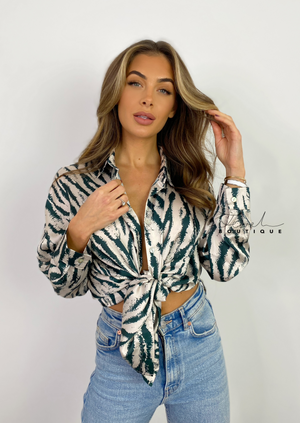 Women's zebra print silky shirt