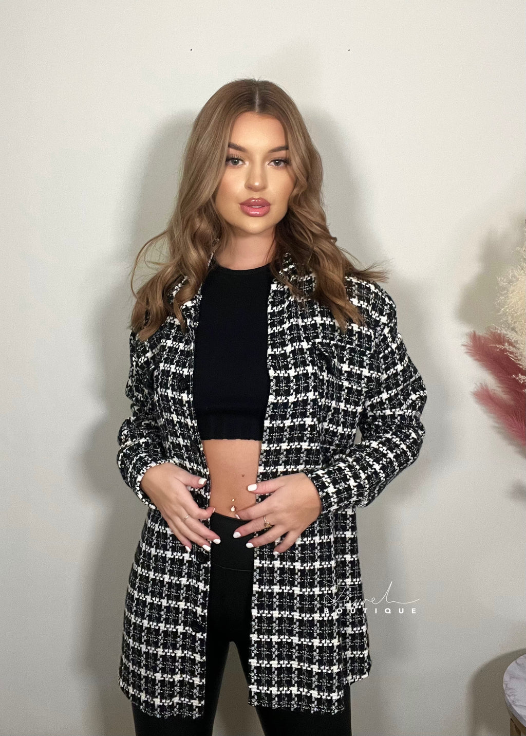 Ava Black Checked Shacket
