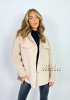 Women's beige teddy bear faux fur shacket