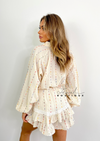 Women's cream linen top and shorts set
