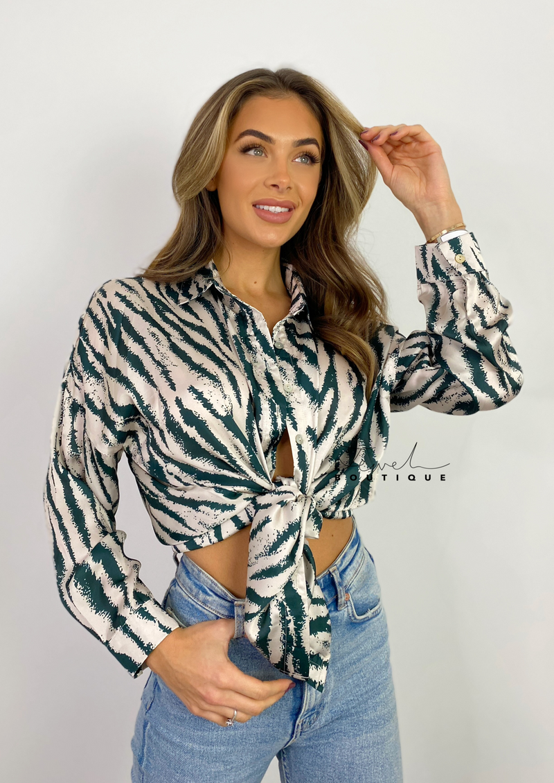 Women's zebra print silky shirt