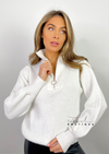 Cream fine knit half zip jumper