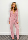 Women's baby pink pleated co-ord set