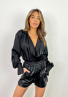 Women's black faux leather shorts