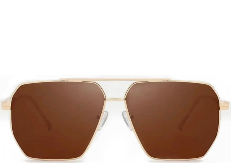 Porto Brown Oversized Square Aviators