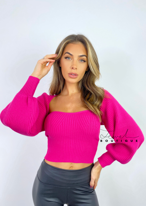 Women's bright pink fitted sweetheart neckline top