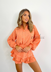 Women's orange linen top and shorts set