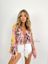 Tami Pink Leopard Frill Blouse