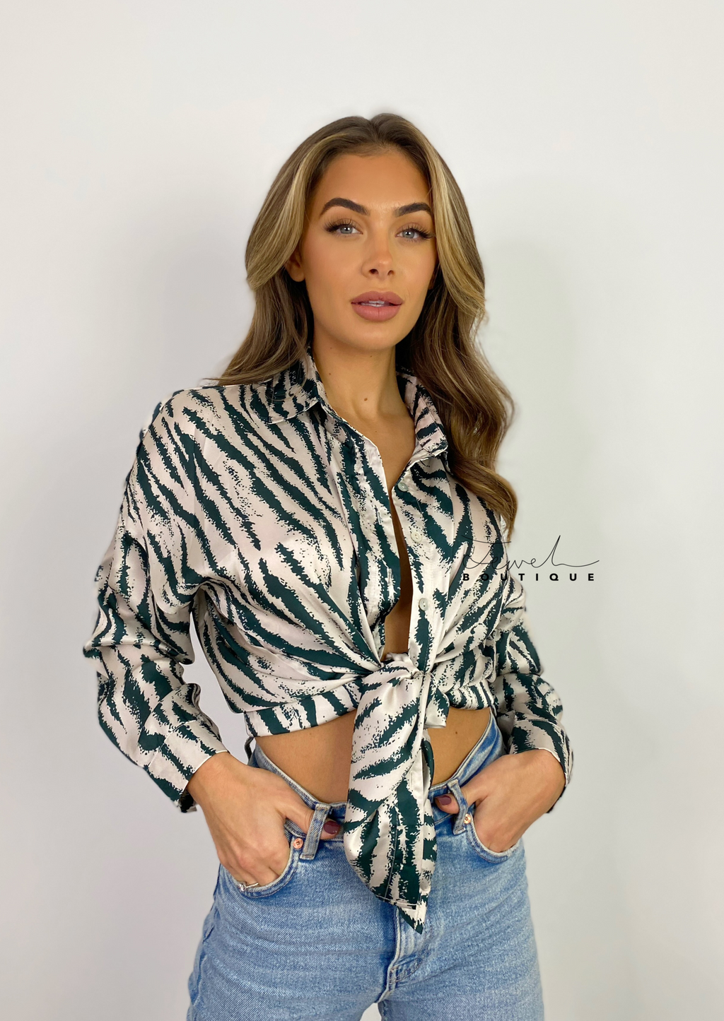 Women's zebra print silky shirt