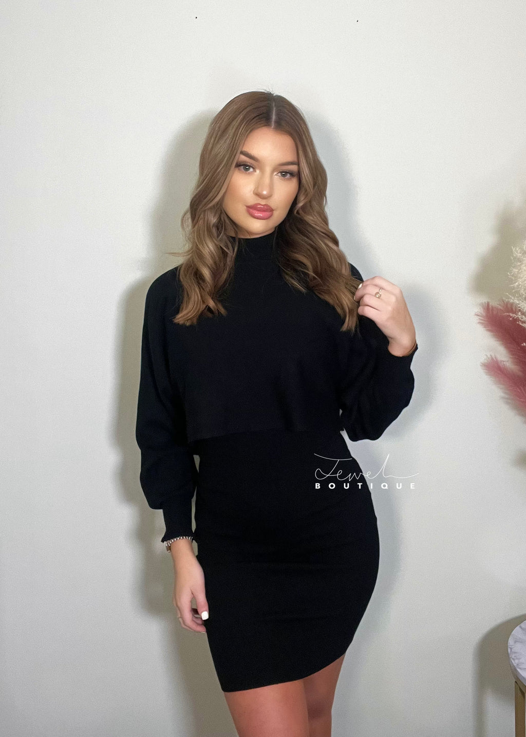 Hayley Black Mini Jumper Dress