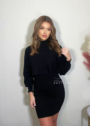Hayley Black Mini Jumper Dress