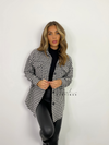 Women's black and white dogtooth print shacket
