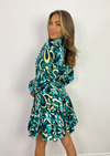 Women's abstract printed belted mini dress