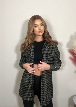 Ava Khaki Checked Shacket