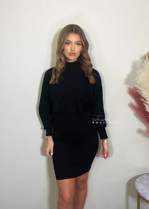 Hayley Black Mini Jumper Dress