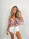 Tami Pink Leopard Frill Blouse