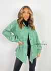 Women's stylish green and white dogtooth print shacket