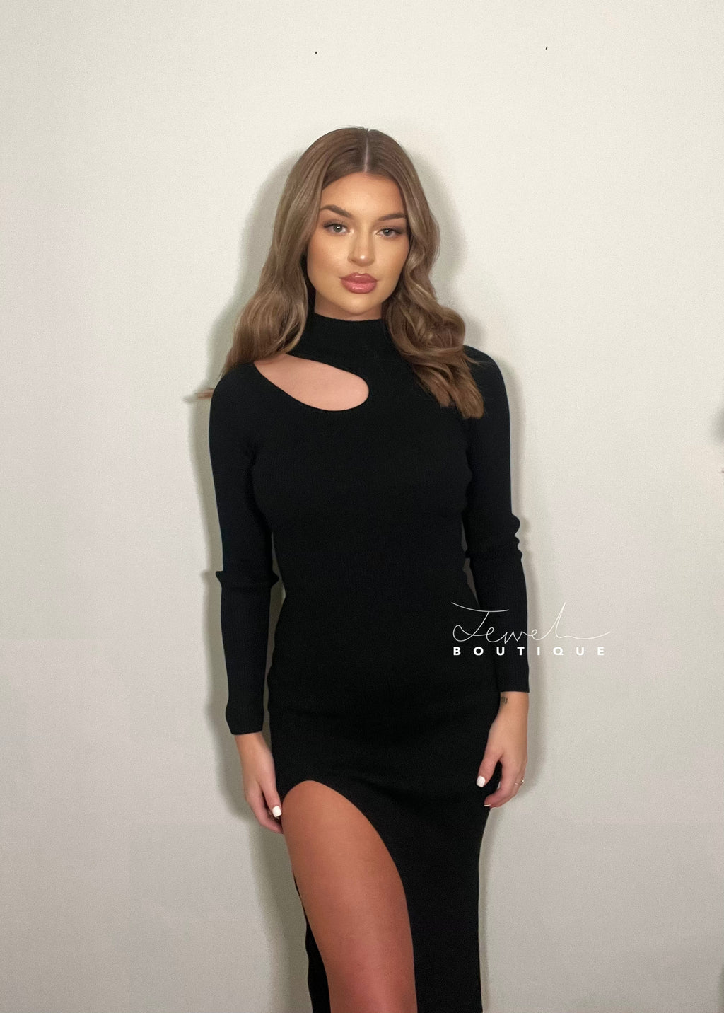 Ariana Black Cutout Midi Dress