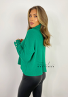 Women's emerald green roll neck knit jumper