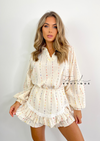 Women's cream linen top and shorts set